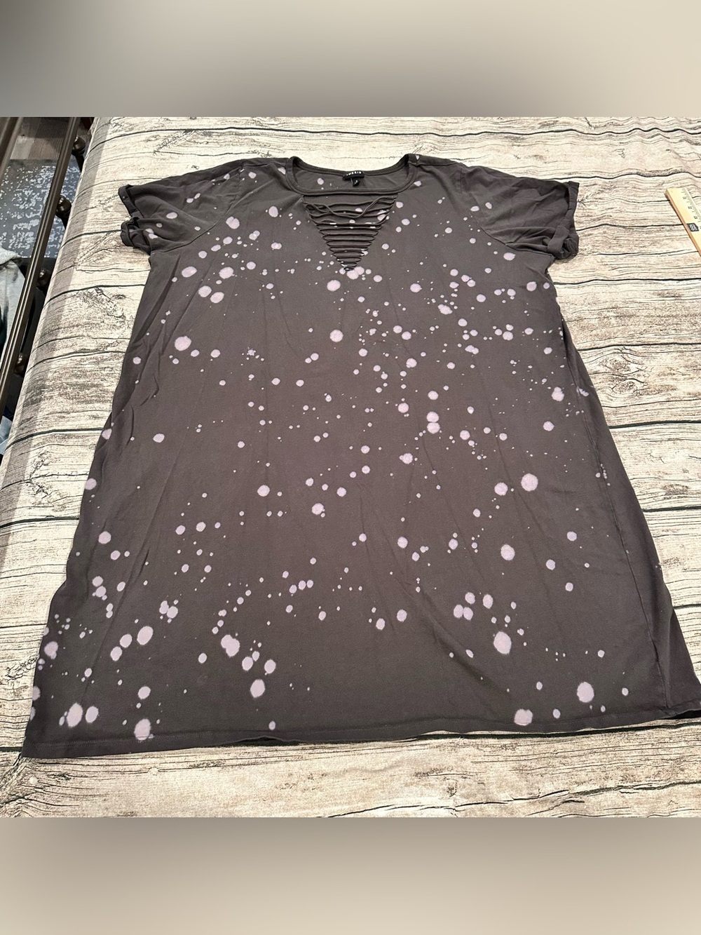 torrid Black Mini Dress with Lilac Bleach Splatter